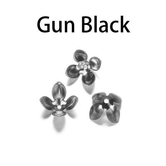 15x8mm Gold Plated Four Leaves Bead Caps, 50pcs