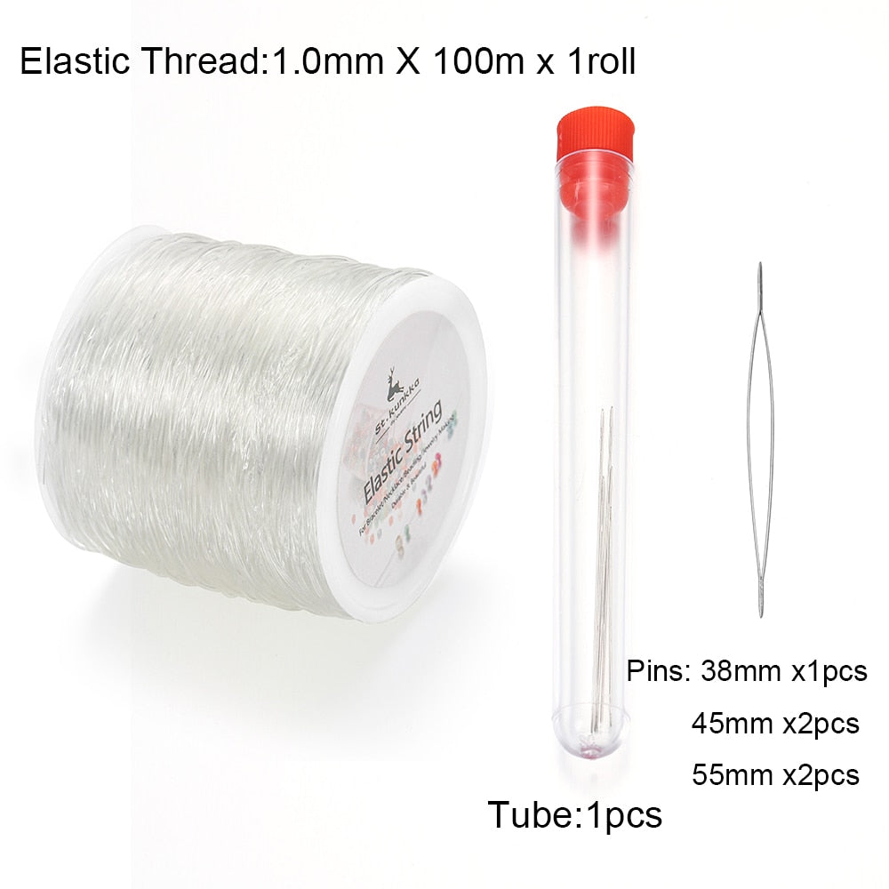 Plastic Crystal DIY Beading Stretch Cords With 5 Pins, 100 Meters