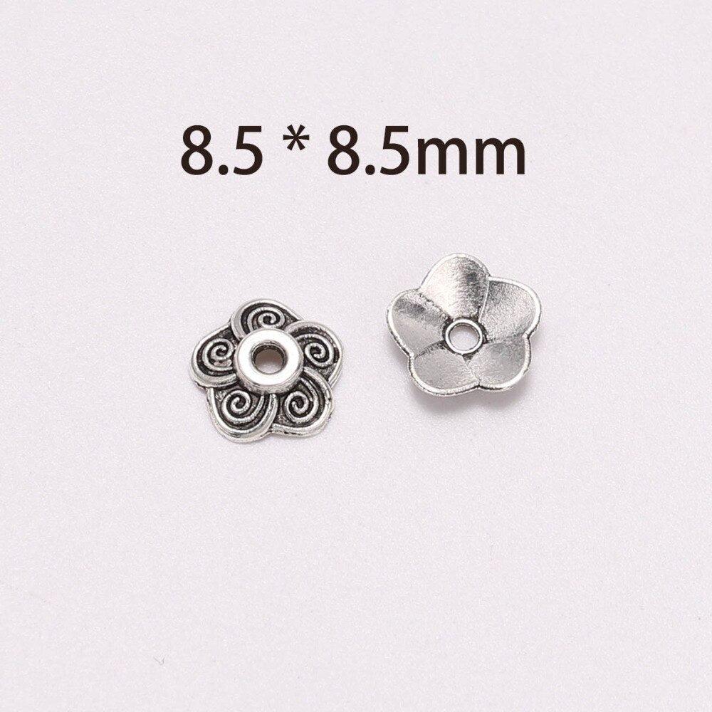 8.5mm Carved Plum Blossom Bead Caps, 100pcs