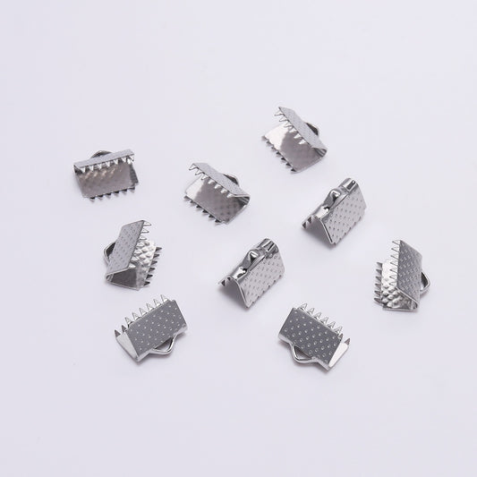 Stainless Steel Crimp End Bead Buckle Tip, 30pcs