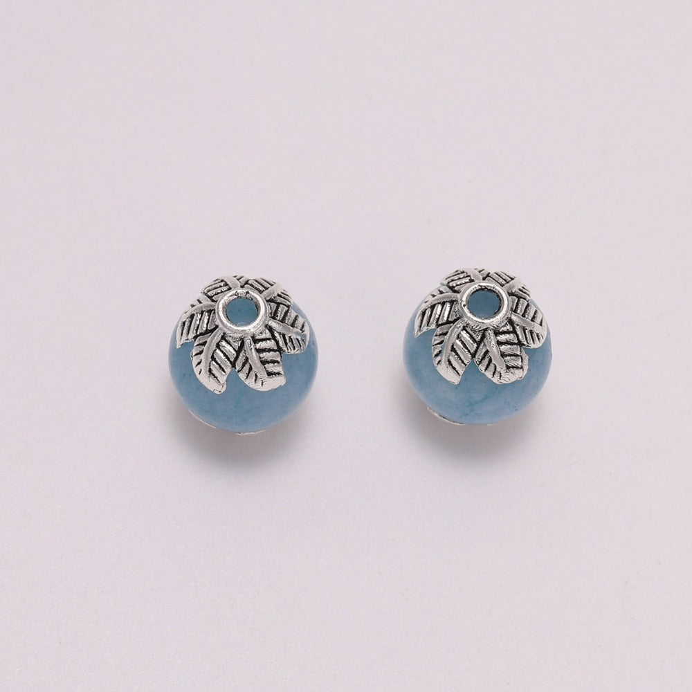 10mm 6-Petal Antique Leaf Flower Bead Caps, 20pcs