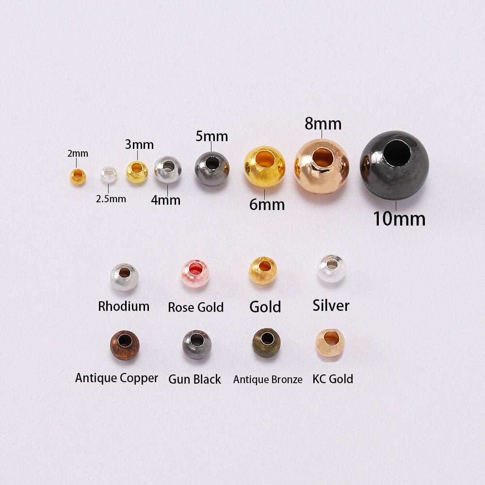 Goldfarbene, runde Abstandsperlen, 3–6 mm, 30–300 Stück