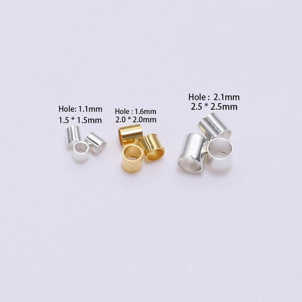Goldkupfer-Rohr-Crimp-Endperlen, 1,5 2,0 2,5 mm, 150–500 Stück