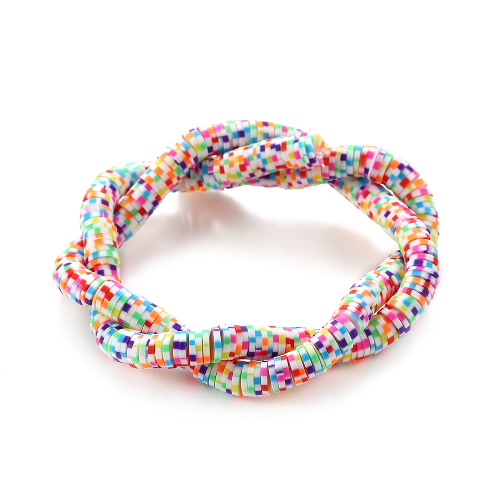 6-8mm Flat Round Polymer Clay Beads Mix