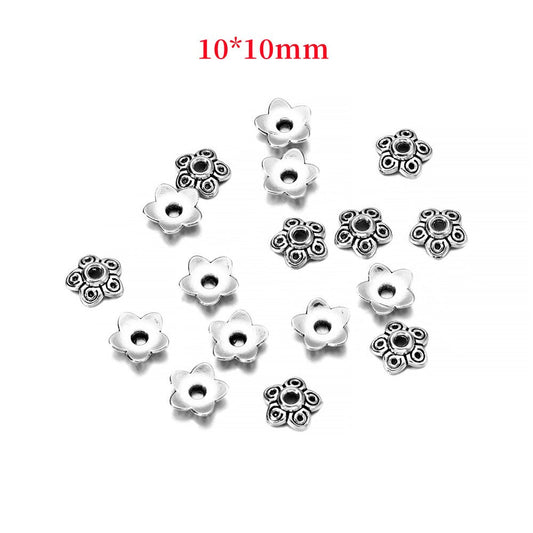 10mm 5-Petal Antique Bead Caps, 50pcs