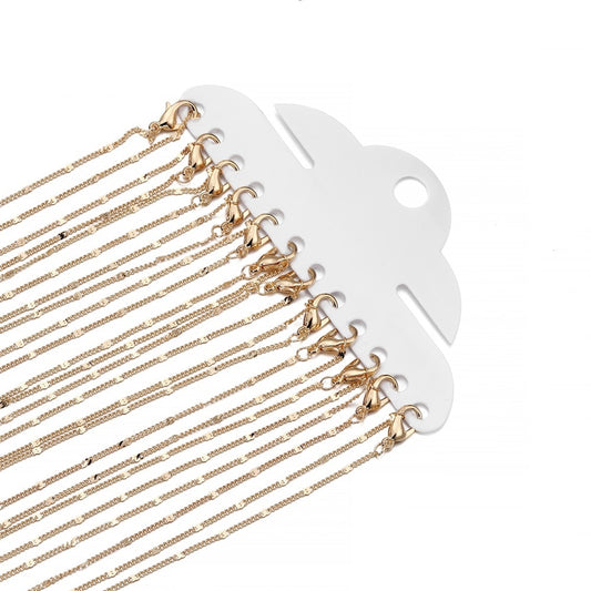 White K Lobster Clasp 40-60cm Necklace Copper Chains, 12Pcs Pack