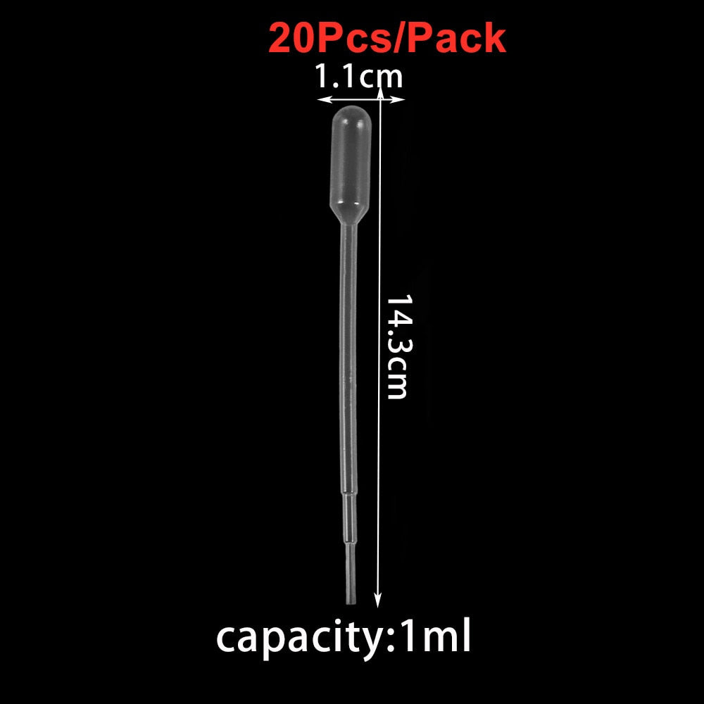 20-200Pcs Plastic Disposable Squeeze Pipettes, 0.2-3ML for Resin Jewelry Making