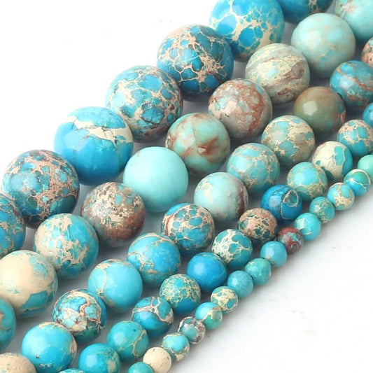 Natural Blue Sea Sediment Jasper Beads, 4-10mm