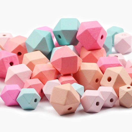 10pcs Geometric Faceted Mixed Wood Beads 15/20MM Octagonal Beads For Jewelry Making DIY Necklace toys
