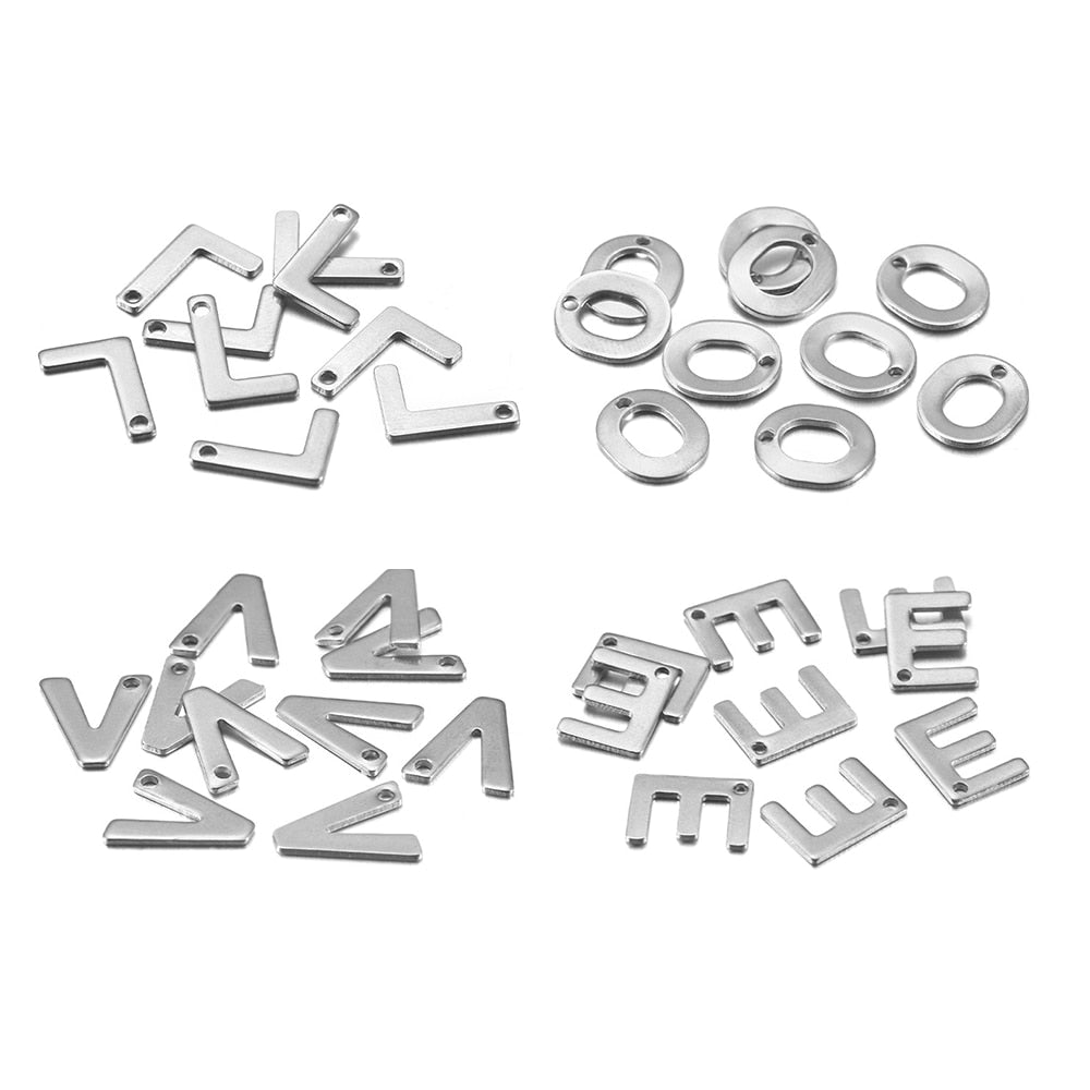 Edelstahl-Alphabet-Buchstaben-Anhänger „AZ“, 50 Stück