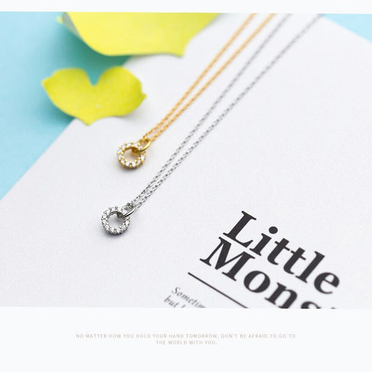 Double Round Clear CZ Necklace
