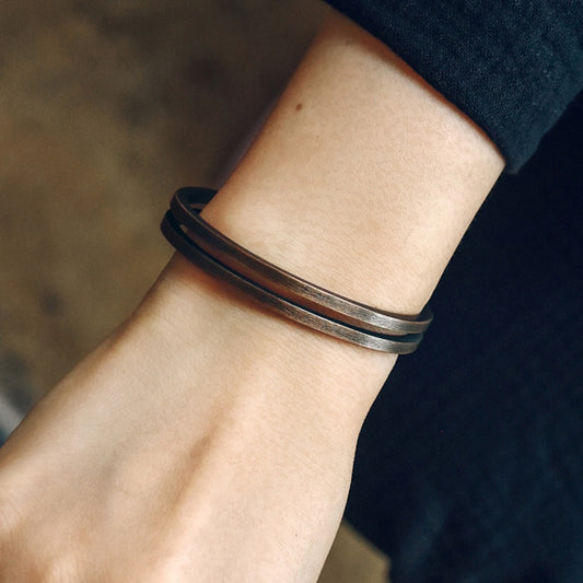 Rustic Viking Luck Cuff: Vintage Copper Bracelet for Men and Women