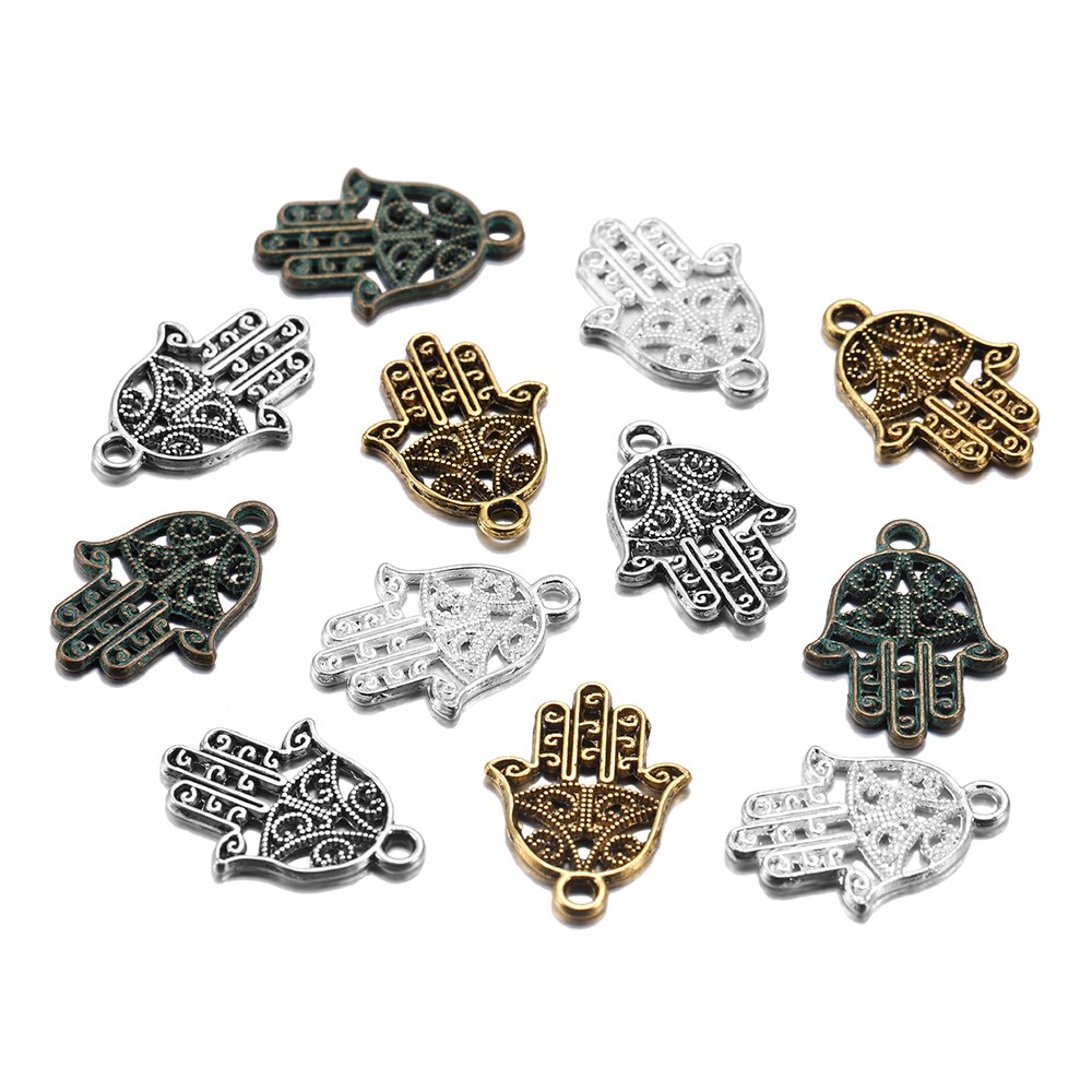 20 Stßck 15 x 21 mm klassische antike Bronze-Hand-Charms-Anhänger