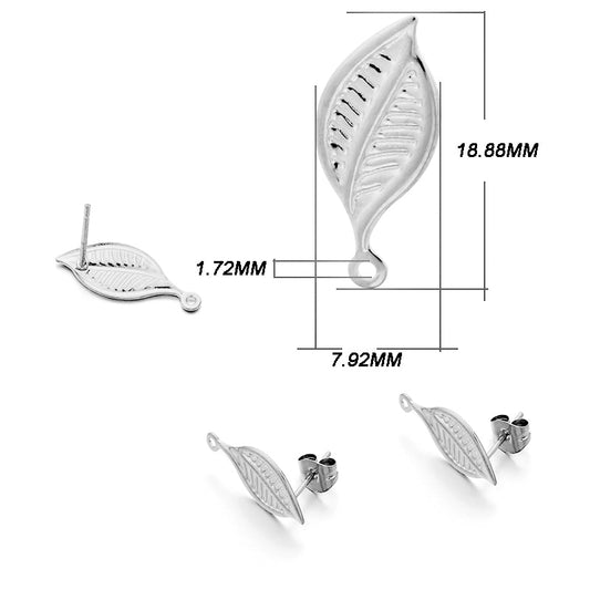 Stainless Steel Geometric Earring Stud Base, 10pcs