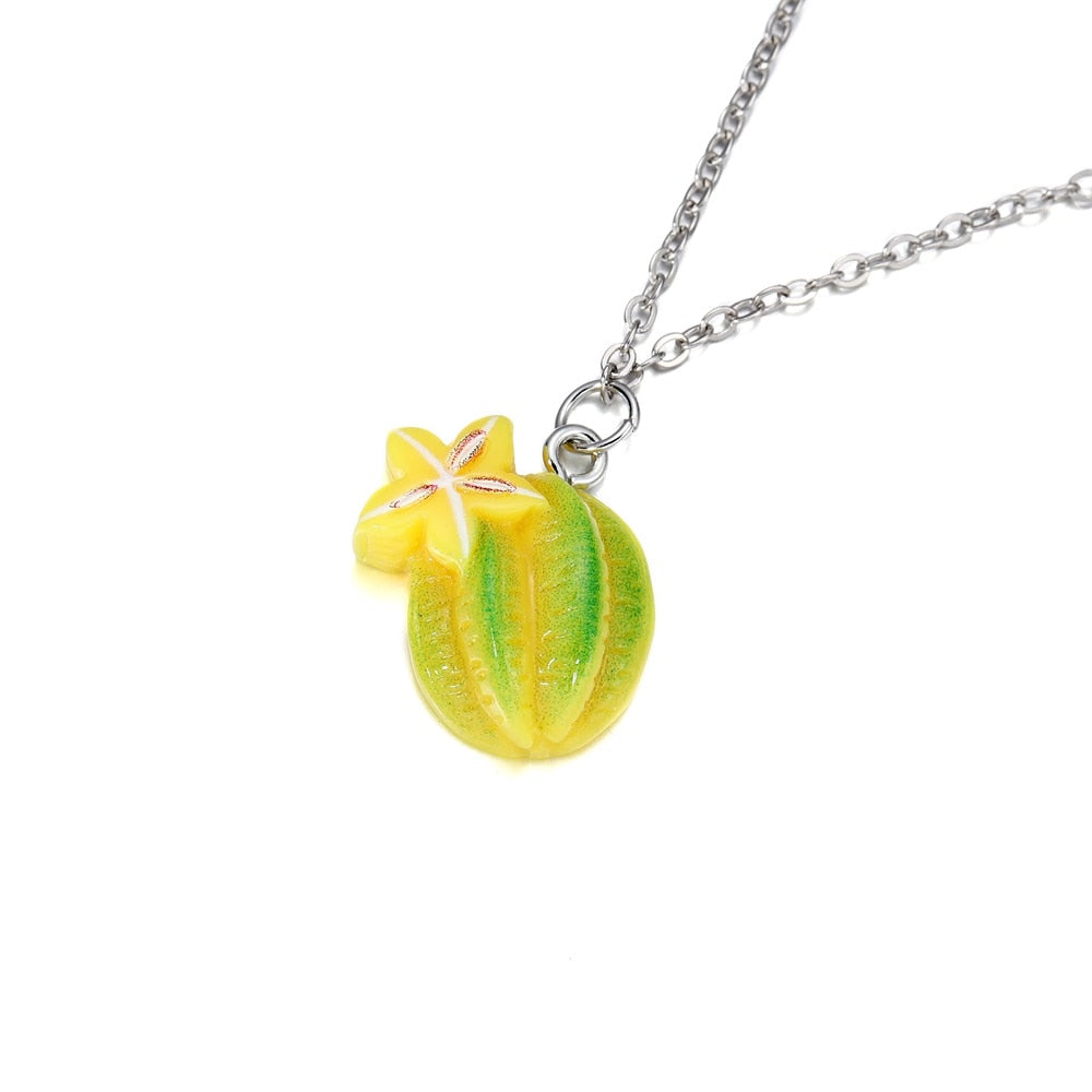 Mixed Fruits Resin Keychain Pendants, 10Pcs