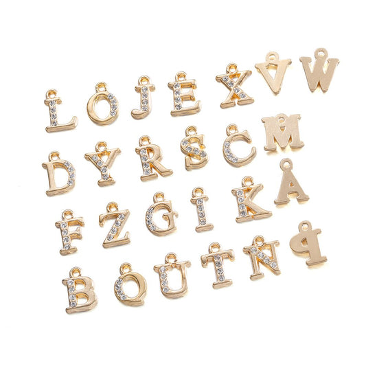 26 Stück Legierung eingelegte Strasssteine AZ englische Buchstaben-Alphabet-Anhänger