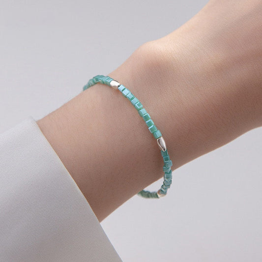 Green Crystal Square Adjustable Bracelet