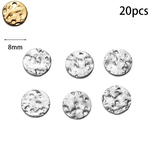 Runder Falten-Charms-Anhänger aus Edelstahl, 20–50 Stück
