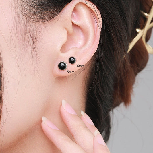 Black Agate Stud Earrings