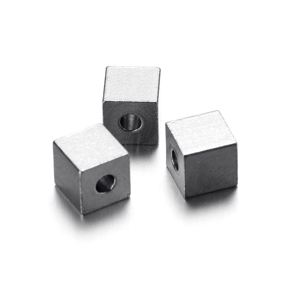 Stainless Steel Tube and Cube Spacer Beads, 20Pcs