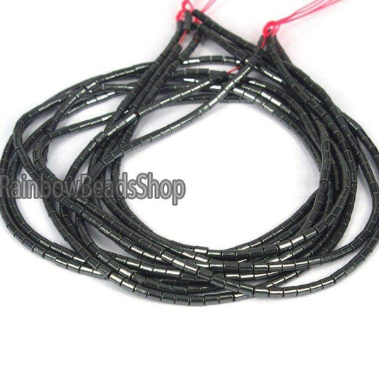 Black Tube Hematite Beads, 2x4mm 1x3mm, 16'' inch strand