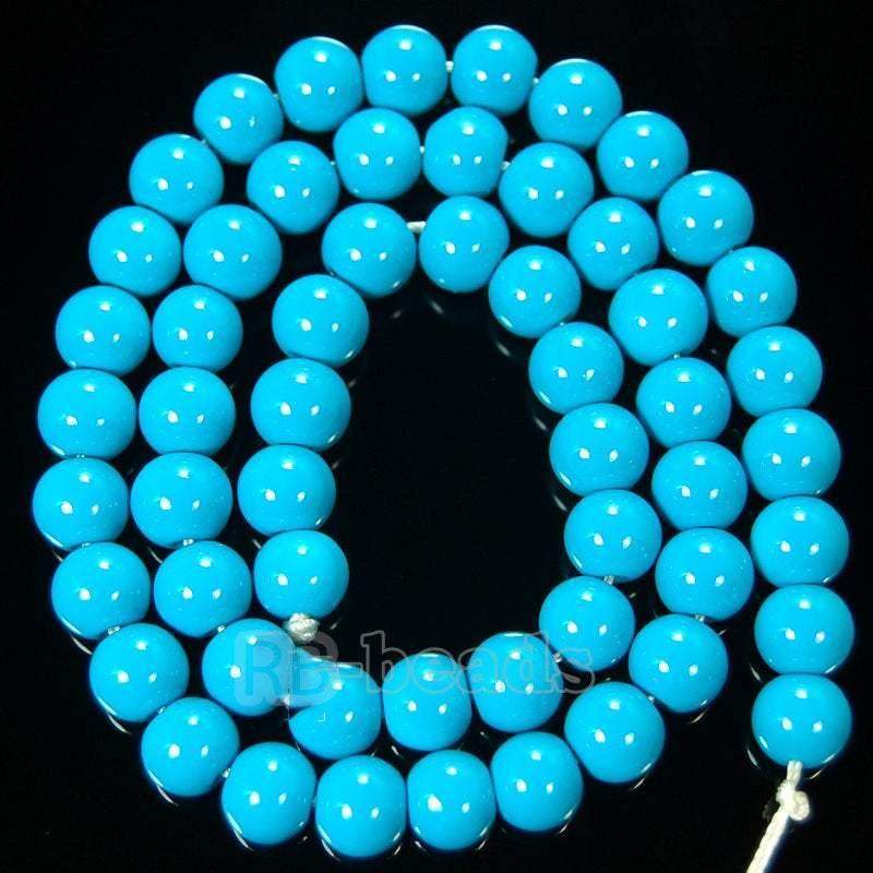 Blue Coated Czech Glass Pearl Smooth Round Beads, 4-16mm