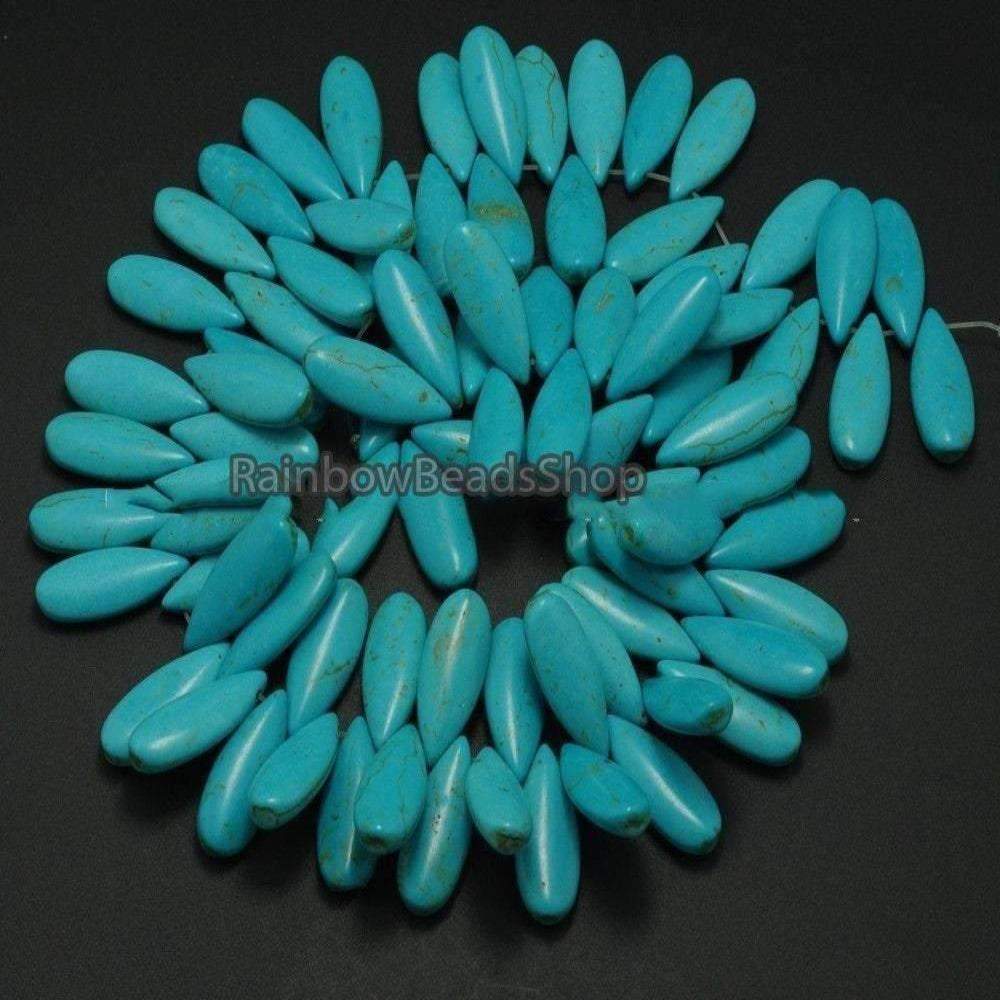 Blue Howlite Teardrop Beads, 10x24mm, 16'' strand