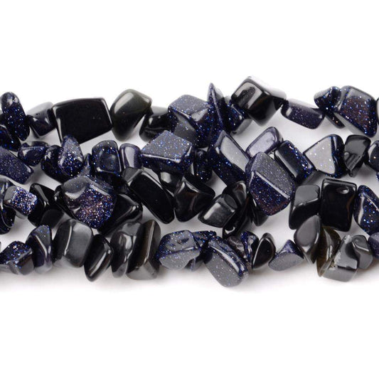 Blue Sand Chip Beads, Polished Stone 5~8mm 34 Inc per strand