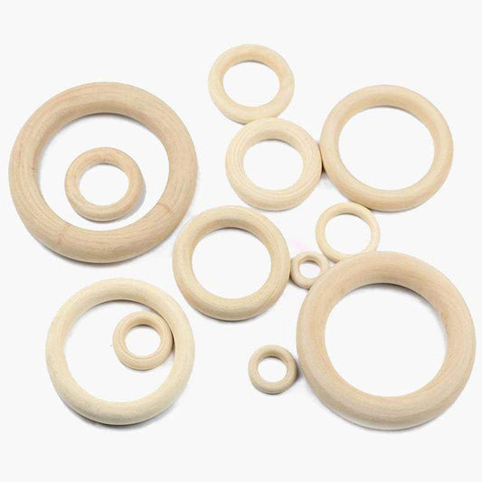 Circles Wood Rings Beads, Connectors Lead-Free, Baby teething 20-95mm