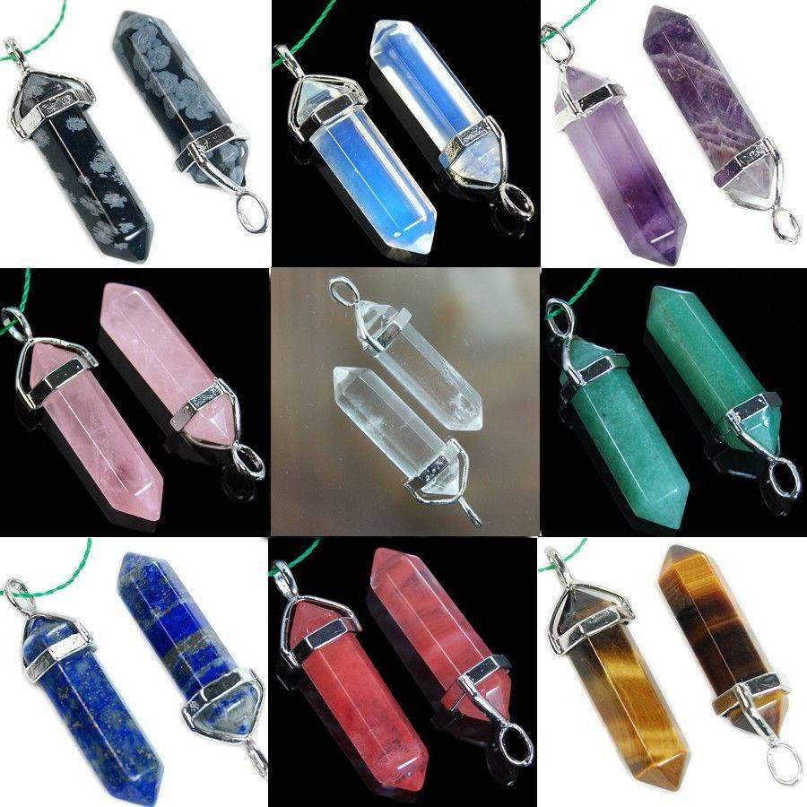 Crystal healing Chakra Stone Pendant, mixed lot (9pcs)