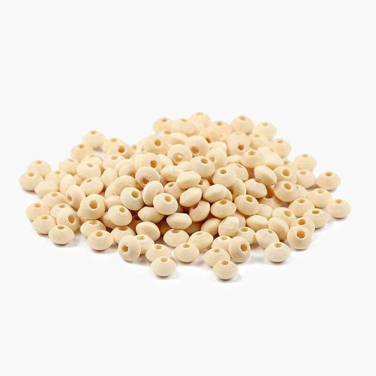 DIY Round Flat Unfinished Wood Beads, Eco-Friendly Natural Color for Jewelry Making