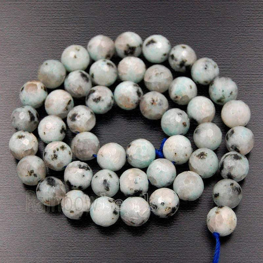 Faceted Kiwi Jasper Blue Beads, 4-10mm Stone