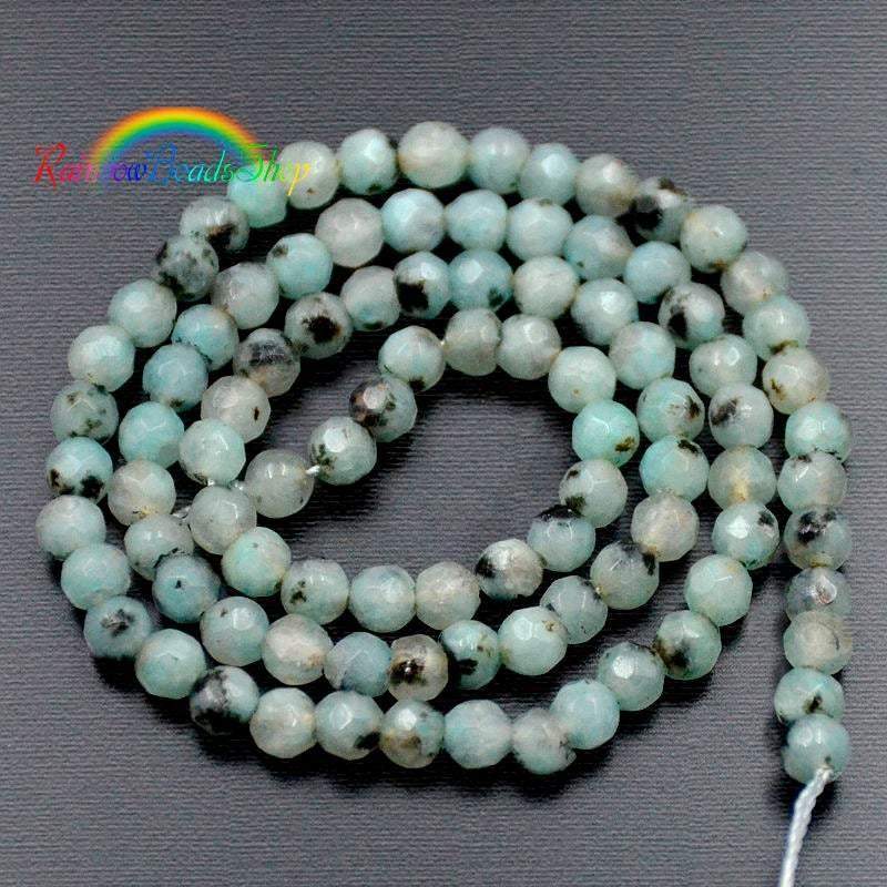 Faceted Kiwi Jasper Blue Beads, 4-10mm Stone