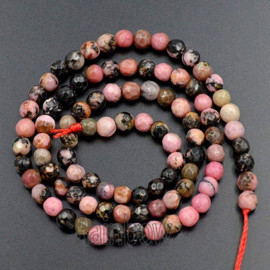 Faceted Natural Red Black Rhodonite Beads, 4mm 6mm 8mm 10mm Round Red Black Rhodonite Beads, Spacer Gemstone beads, Jewelry Rhodonite beads