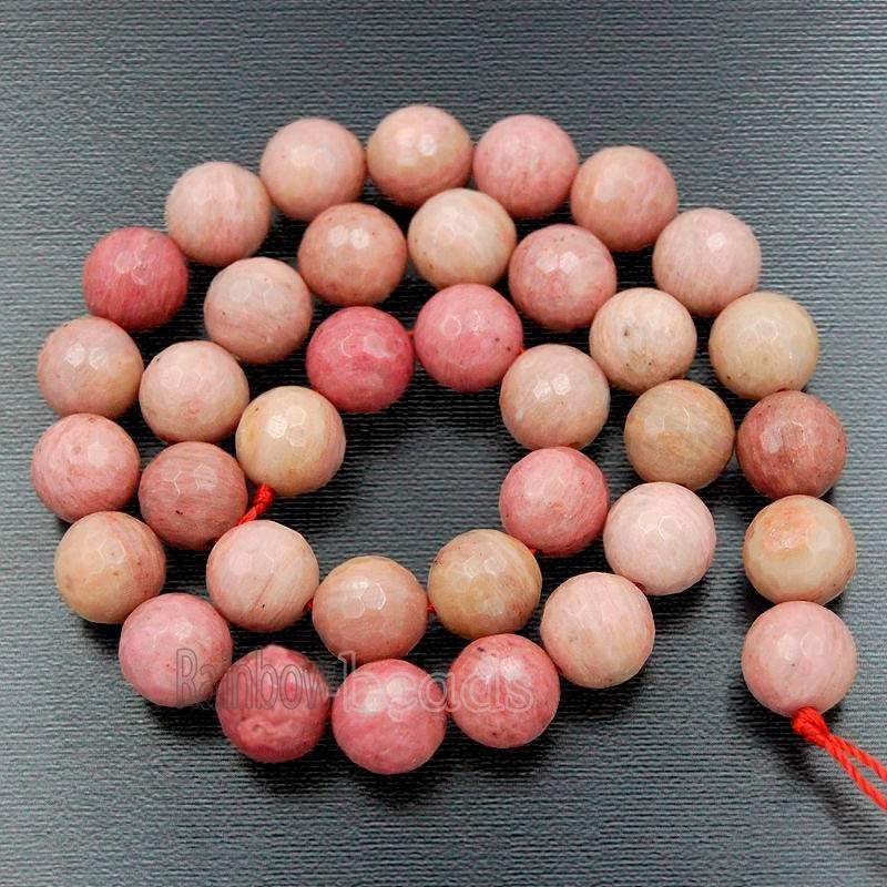 Faceted Pink Rhodonite Beads, 4mm 6mm 8mm 10mm Gemstone Beads, Stone Round Natural Beads 15''5 strand