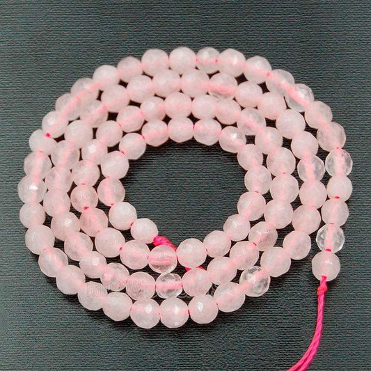 Faceted Rose Quartz Beads, 4mm 6mm 8mm 10mm 12mm 14mm Gemstone Beads, Stone Round Natural Beads, 15''5 strand