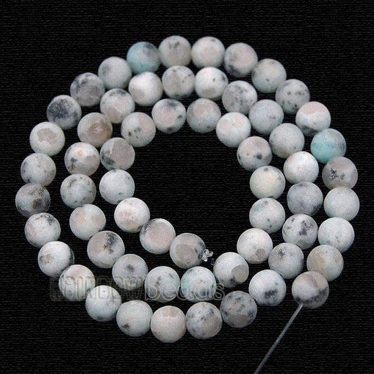 Frosted Matte lotus Kiwi Jasper Beads, Round 4-10mm, 15.5 strand