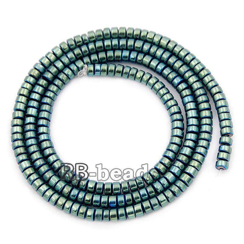 Natural Green Hematite Smooth Rondelle Beads, 2-10mm 16'' strand
