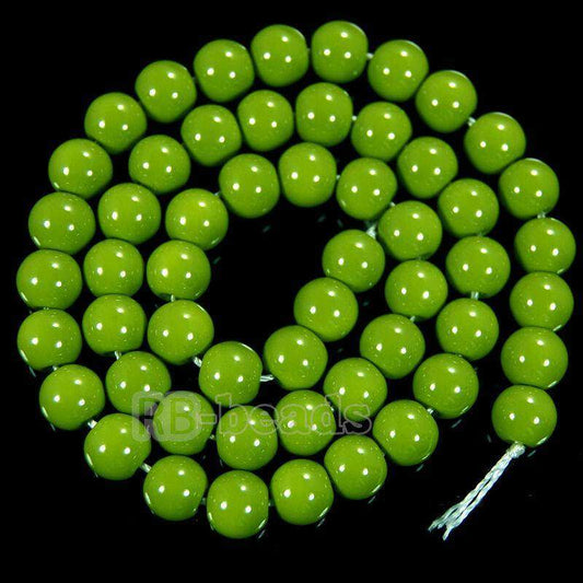 Green Coated Czech Glass Pearl Smooth Round Beads, 4-16mm