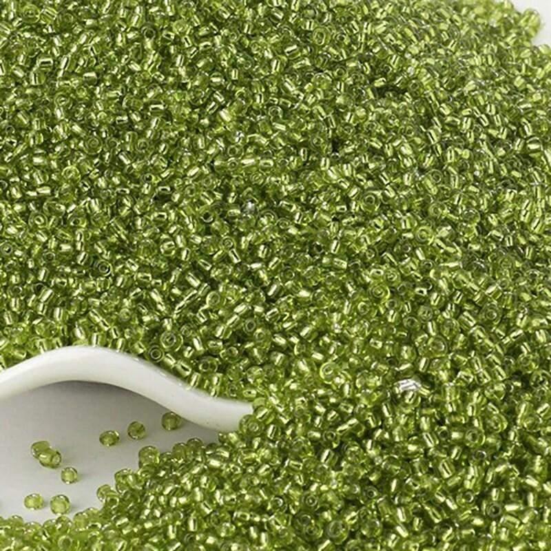 Green Lined Lined Tiny Miyuki Delica seed beads, 2mm 12/0 japanese preciosa rocaille beads round small glass, 1000pcs
