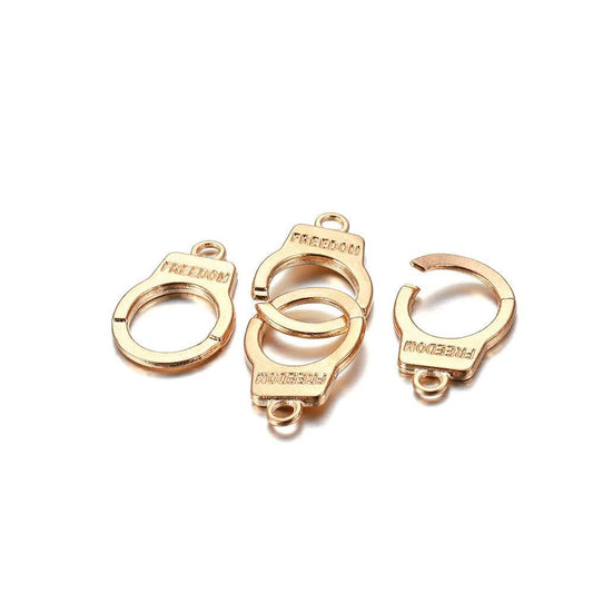Handcuffs Style Charms Clasps, 10 set