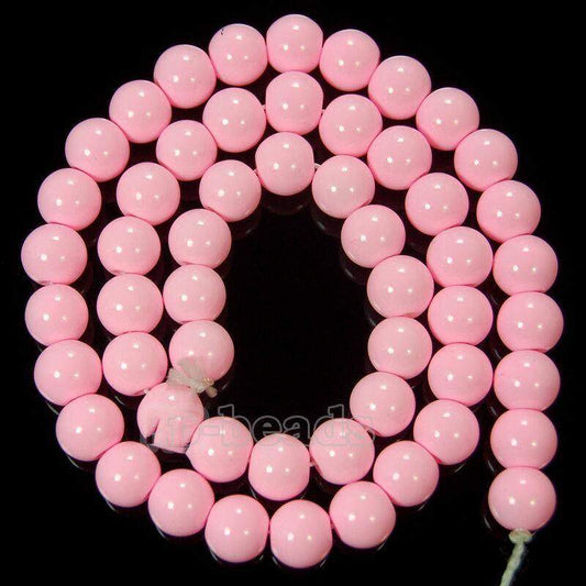 Light Pink Coated Czech Glass Pearl Smooth Round Bead 4-16mm