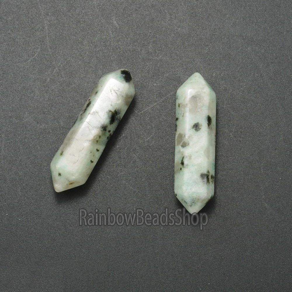 Lotus (kiwi) jasper gemstone wand double chakra Healing crystal hexagonal Stone