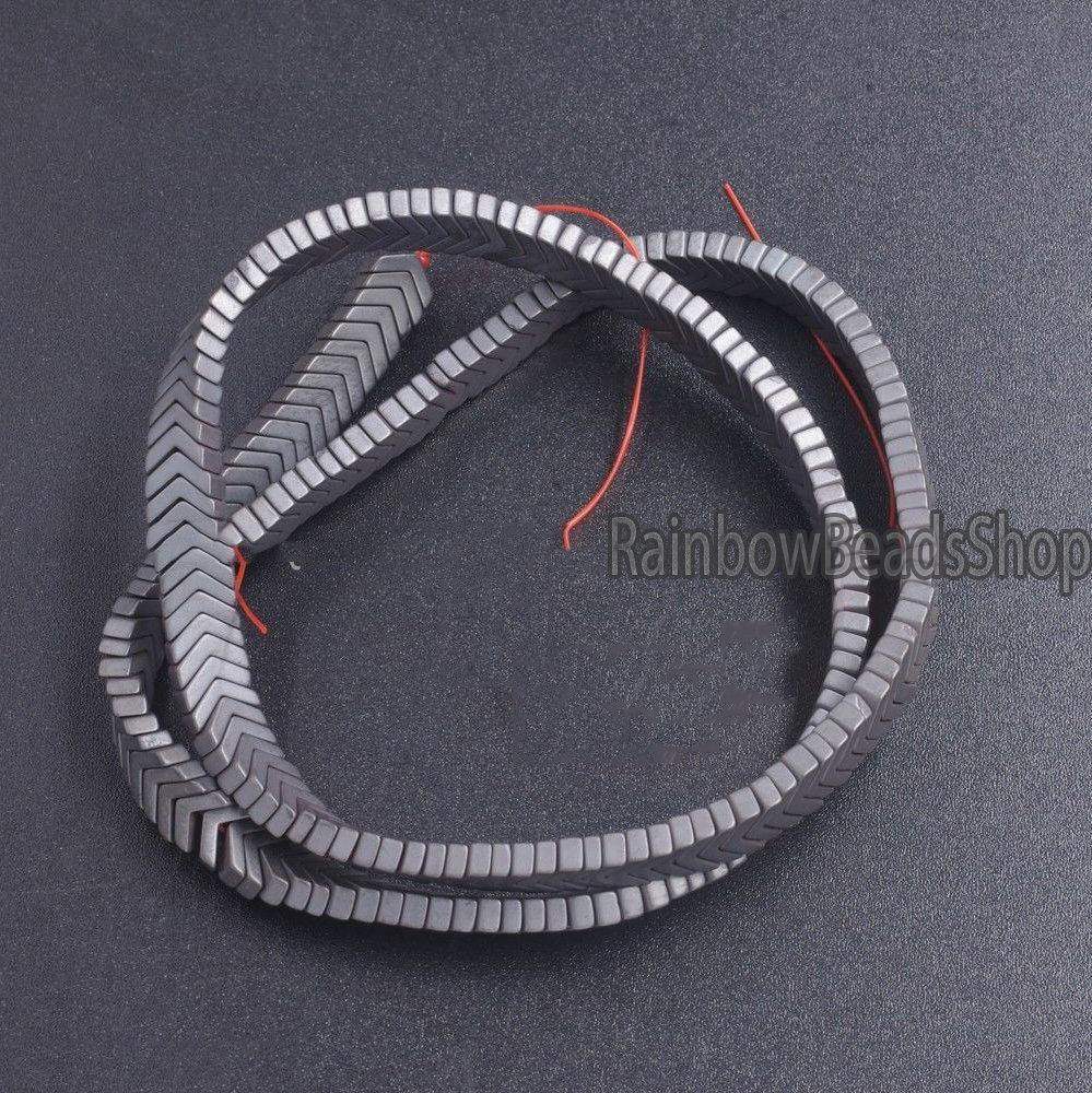 Matte Black V Shape Arrowheaded Hematite Beads, 2x4x6mm 16'' strand