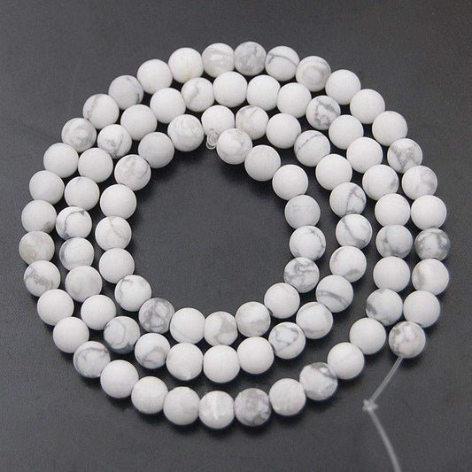 Matte Frosted White Turquoise Howlite Beads, 6-12mm Gemstone Round