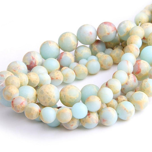 Matte Shoushan Stone beads, terra impression jasper 4-10mm