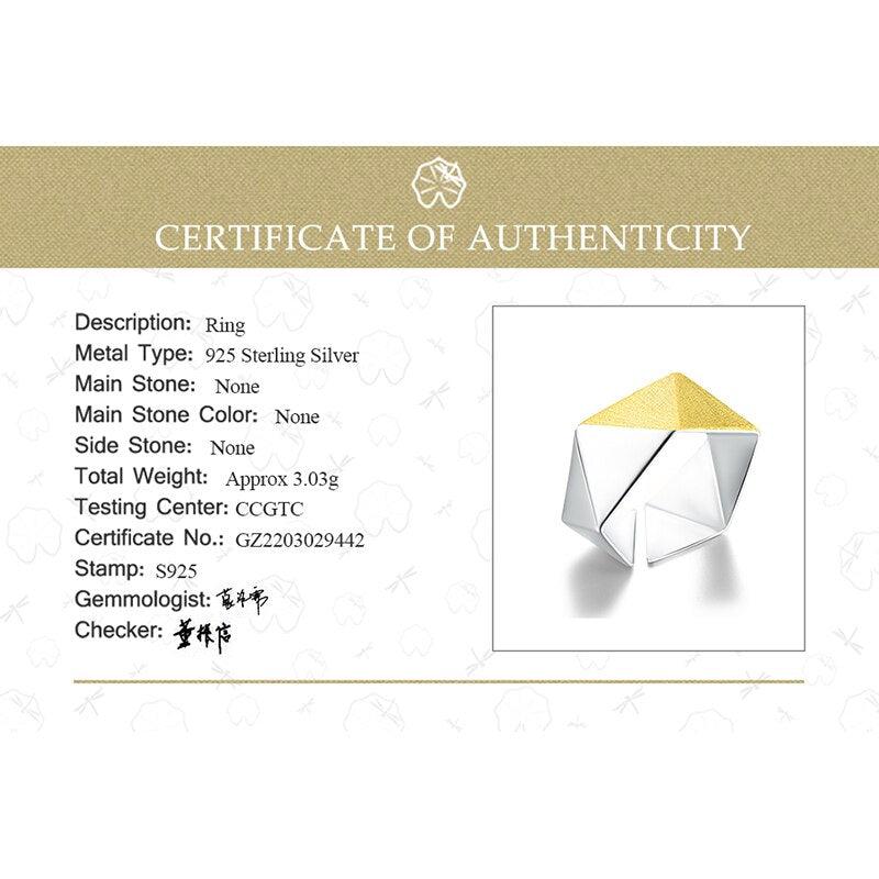 Minimalism Geometric Origami Art Ring, 18K Gold