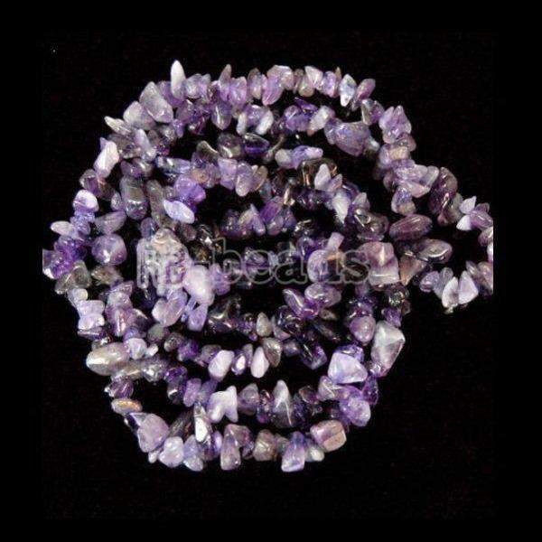 Natural Amethyst Chip Beads, Polished Stone, 5~8mm 34 Inc per strand