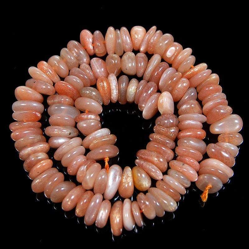 Natural Aventurine beads (Sunstone) Freeform Rondelle, 3-5x8-13mm