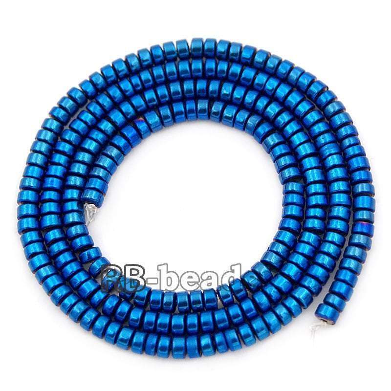 Natural Blue Hematite Rondelle Beads, 2-10mm 16'' strand